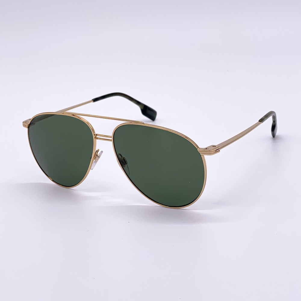 NEW BURBERRY BE3108 1017/71 AVIATOR SUNGLASSES BURBERRY B 3108 GREEN GOLD - Picture 5 of 15